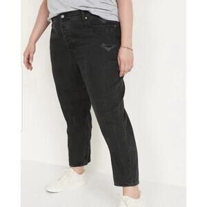 Old Navy Size 18 Jeans High Rise Slouchy Straight Cropped Distressed Women’s